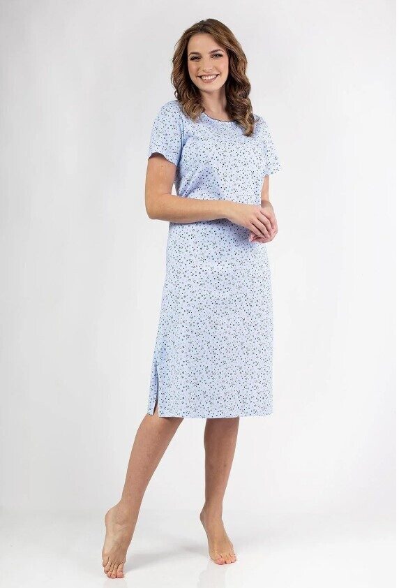 (L) Kokvilnas sieviešu naktskrekls REGINA 149, gaiši zils