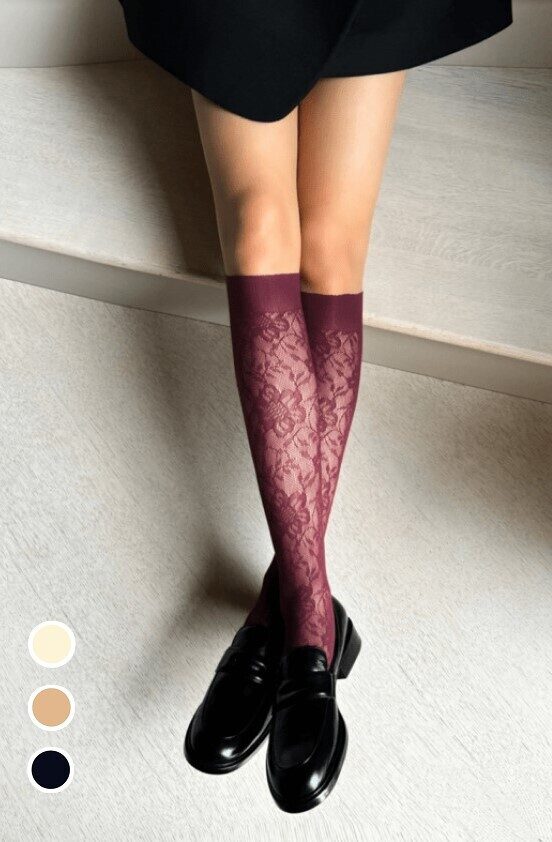 Veneziana pusgarās zeķes ar ziedu rakstu BELLAROSA. 