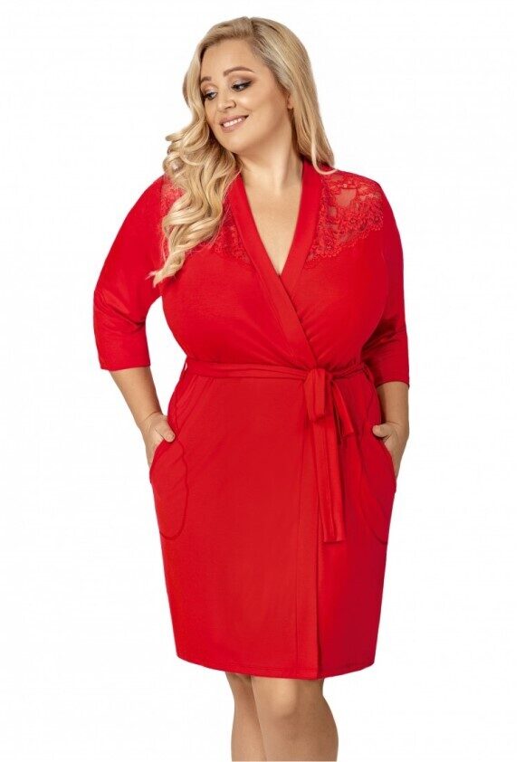 PLUS SIZE viskozes halāts TESS  Donna, red