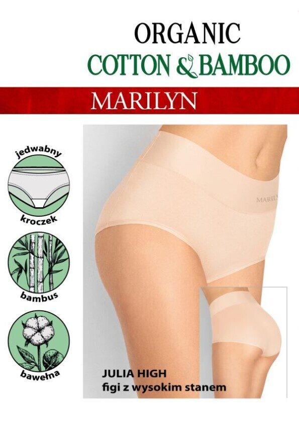 Organic COTTON & BAMBOO biksītes JULIA HIGH, Marilyn, gaiši bēšas
