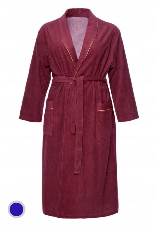 Klasisks garš sieviešu halāts no vienpusēja frotē auduma D4-p, TAMER, bordo un spilgti zils