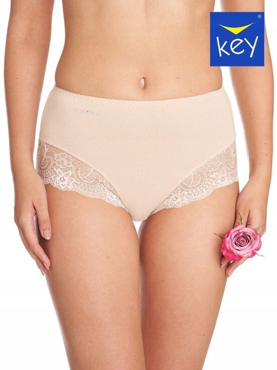 (L) High Waist Bikini viskozes biksītes Key LPF 002, bēšas
