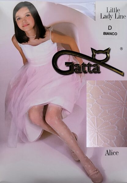 Baltas zeķubikses meitenēm ar rakstu ALICE 18, Gatta (izm.152-158)