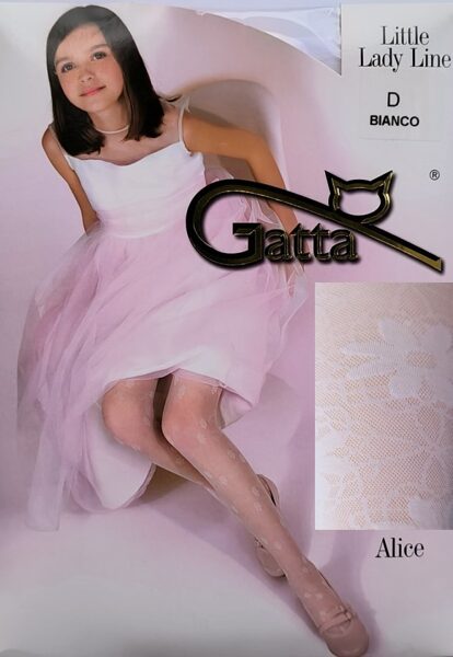 Baltas zeķubikses meitenēm ar rakstu ALICE 19, Gatta (izm.152-158)