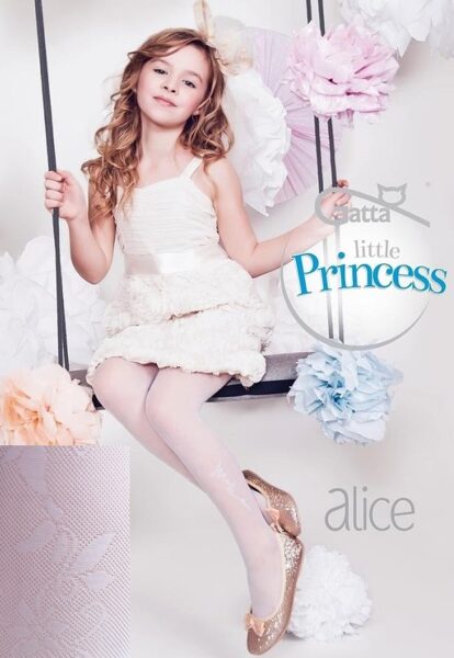 Baltas zeķubikses meitenēm ar rakstu ALICE 31, Gatta 