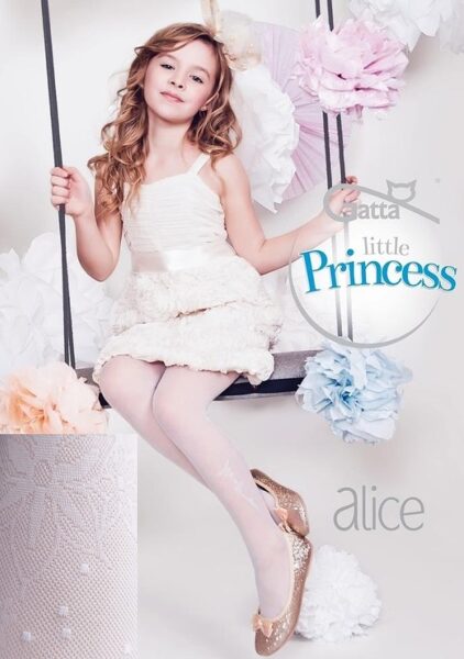 Baltas zeķubikses meitenēm ar rakstu ALICE 39, Gatta 