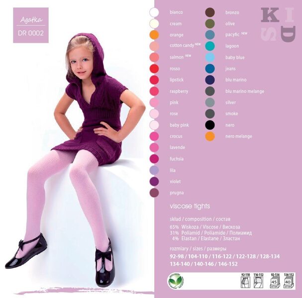 Viskozes zeķubikses meitenem Knittex AGATKA (28 krāsās - 8 izmēri)