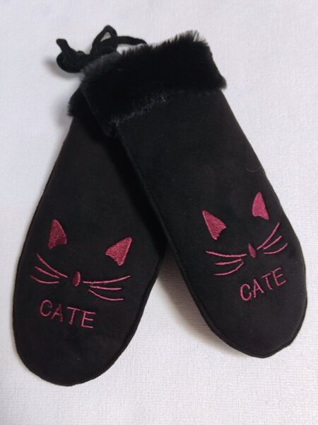 Pusaudžu cimdi (dūraiņi) CATE BLACK, izm.S-M (5,5-6,5)