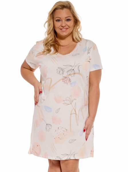 Kokvilnas sieviešu naktskrekls 651/289 FLORA 2, Plus Size, Cornette