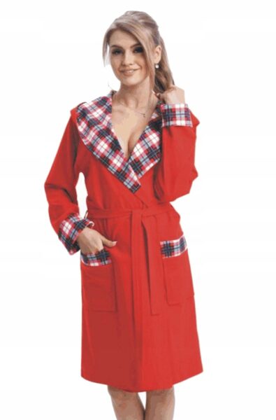 Kokvilnas sieviešu halāts DOROTA FR-010, sarkans