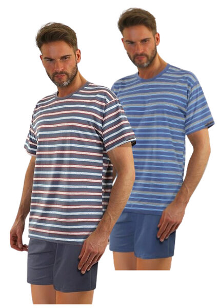 Vīriešu kokvilnas pidžama ar īsām piedurknēm SESTO SENSO, XL izmērs (dažādās krāsās)