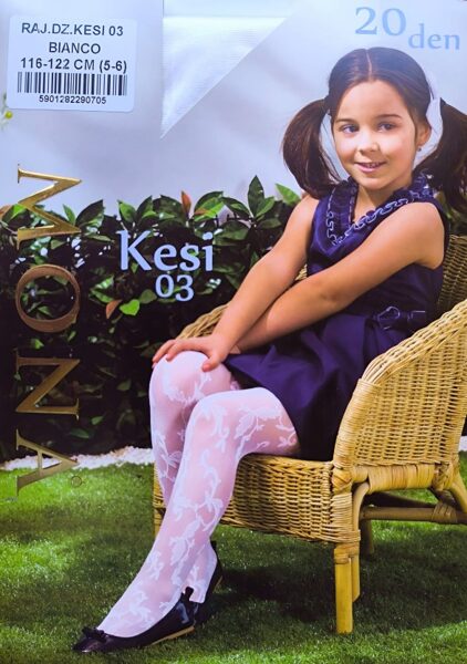 Zeķubikses meitenēm ar rakstu KESI 03,  20 den, baltas 