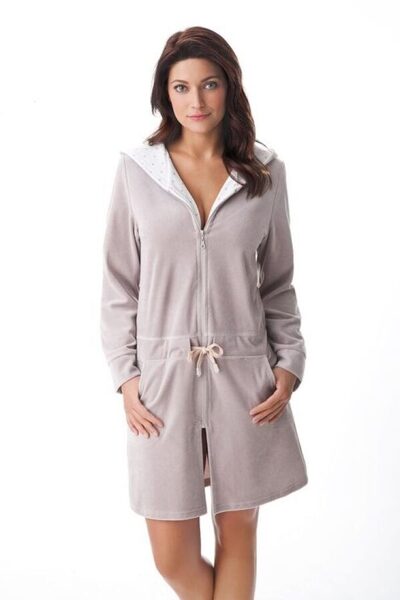 (M) Kokvilnas sieviešu halāts DOROTA FR-162, bēšs