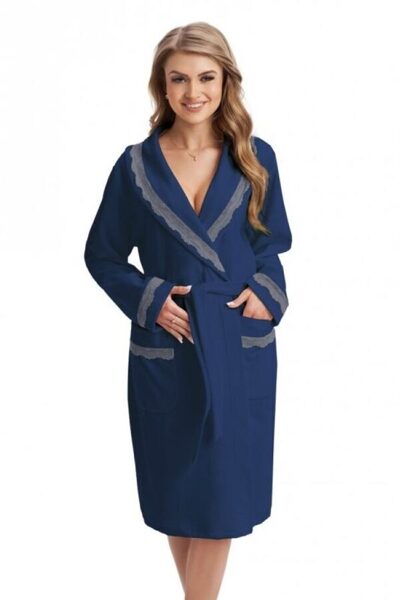 (L) Kokvilnas sieviešu halāts DOROTA FR-220, indigo