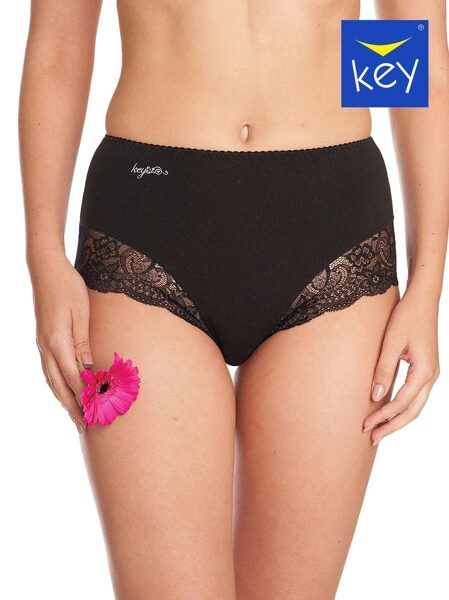 High Waist Bikini kokvilnas biksītes Key LPF 111, melnas