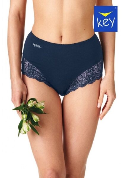 High Waist Bikini kokvilnas biksītes Key LPF 111, tumši zilas