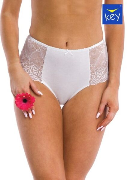 High Waist Bikini kokvilnas biksītes Key LPF 280, baltas
