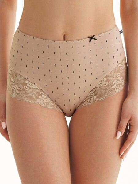 High Waist Bikini kokvilnas biksītes Key LPF 666, bēšas