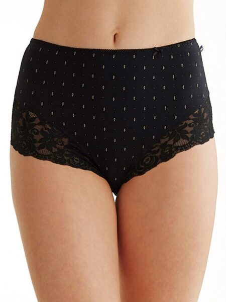 High Waist Bikini kokvilnas biksītes Key LPF 666, melnas