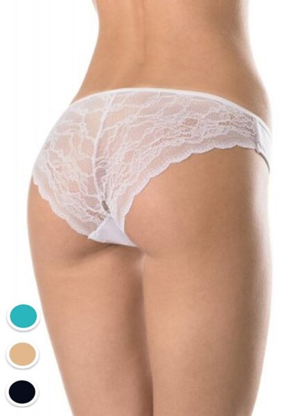 Kokvilnas mini back bikini biksītes Key LPN 010 ar skaistu mežģīni