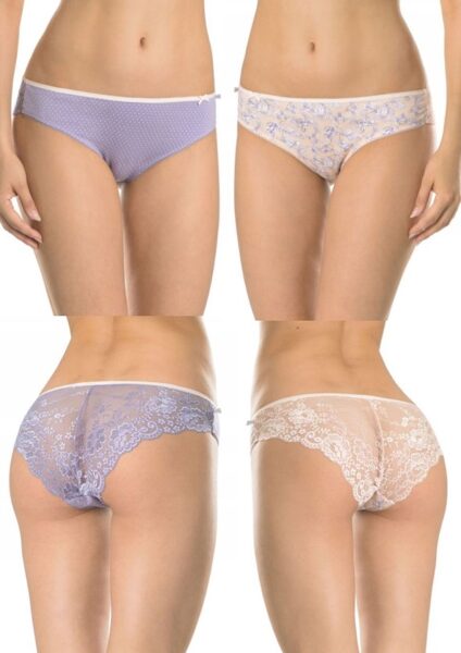 (2.gab) Kokvilnas mini back bikini biksītes Key LPN 514 ar skaistu mežģīni