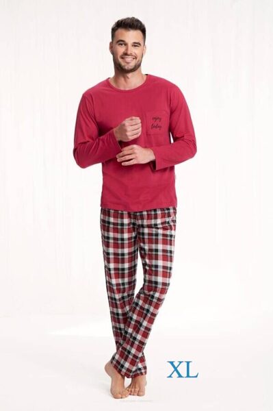Vīriešu kokvilnas pidžama LUNA 705 (izm. XL - sarkana)
