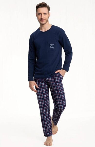 Vīriešu kokvilnas pidžama LUNA 705 (izm. M - t.zila)