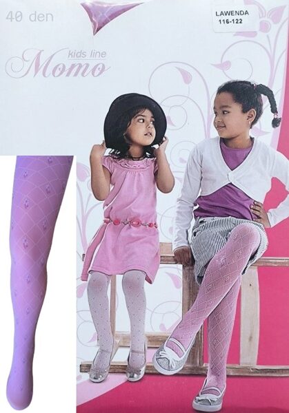 Zeķubikses meitenēm ar rakstu MOMO, 40 den, lavanda (116-122)