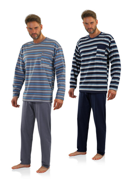 Vīriešu kokvilnas pidžama ar garām piedurknēm SESTO SENSO, XL izmērs (dažādās krāsās)