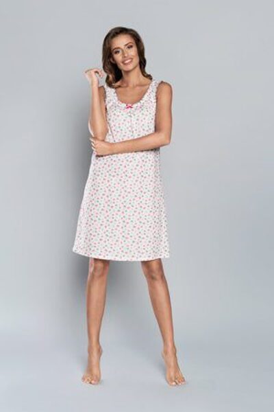 (S) Kokvilnas sieviešu naktskrekls ŽANETA ar platām lencēm, Italian Fashion 