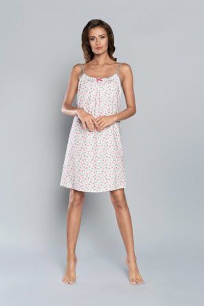 (S,M) Kokvilnas sieviešu naktskrekls ŽANETA ar šaurām lencēm, Italian Fashion 