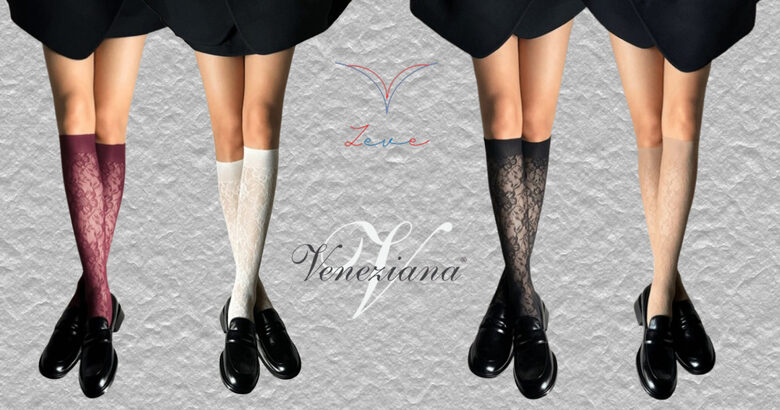 Bellarosa pusgarās zeķes ar ziedu rakstu